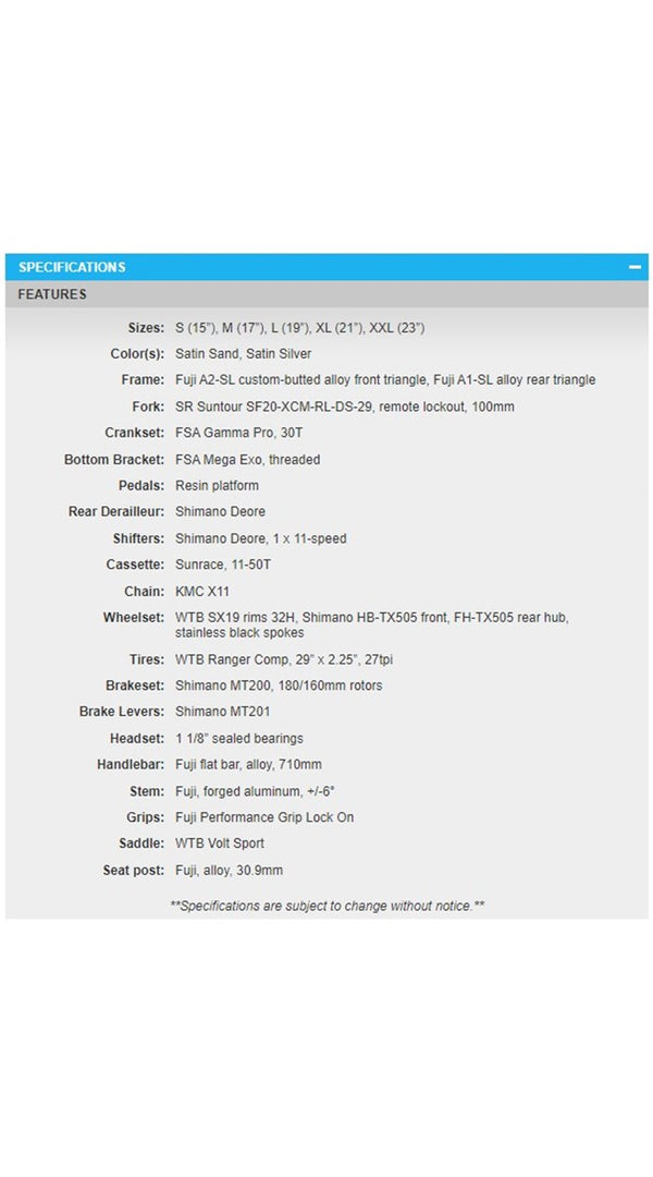 Fuji Nevada 29 1.3 MTB (Sand)