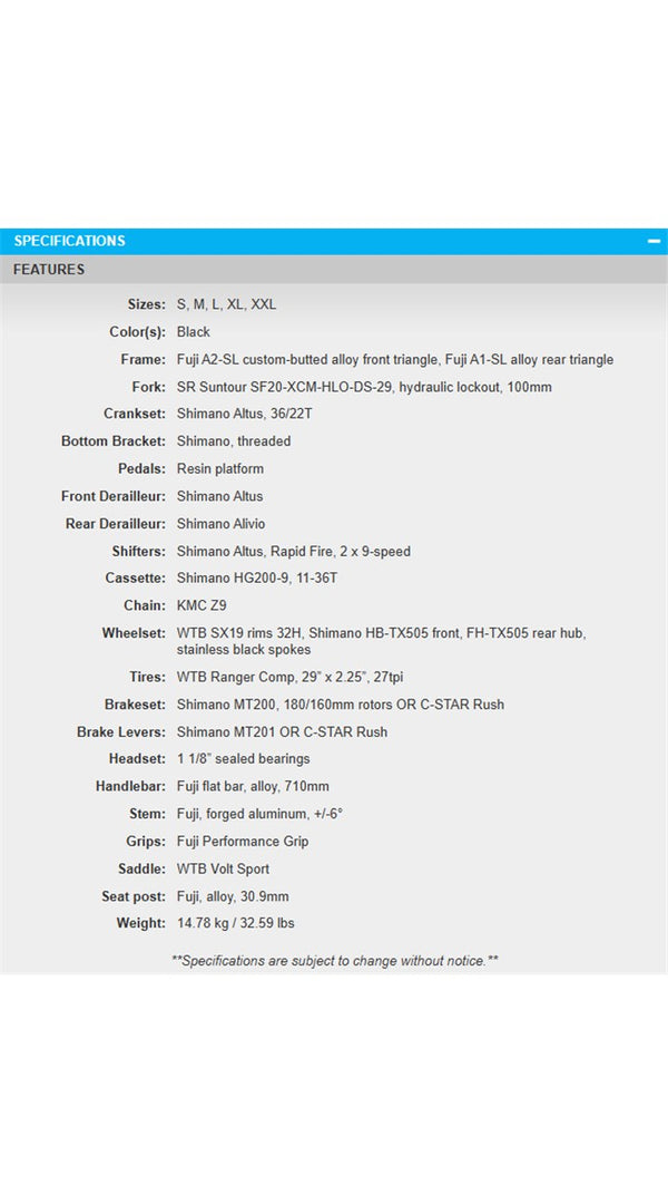 Fuji Nevada 29 1.5 MTB (Black)