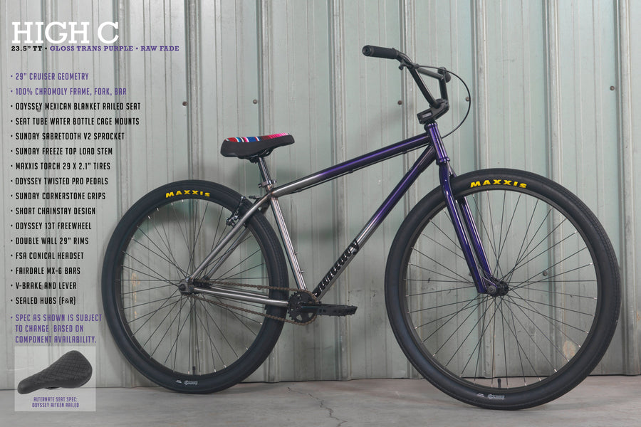 Sunday 29" High C 2022 Bike (Gloss Translucent Purple/Raw Fade)