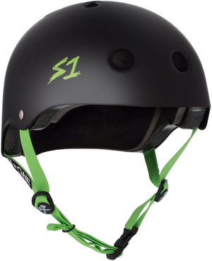 S-One Helmet - Lifer (Black Matte/Green Straps)