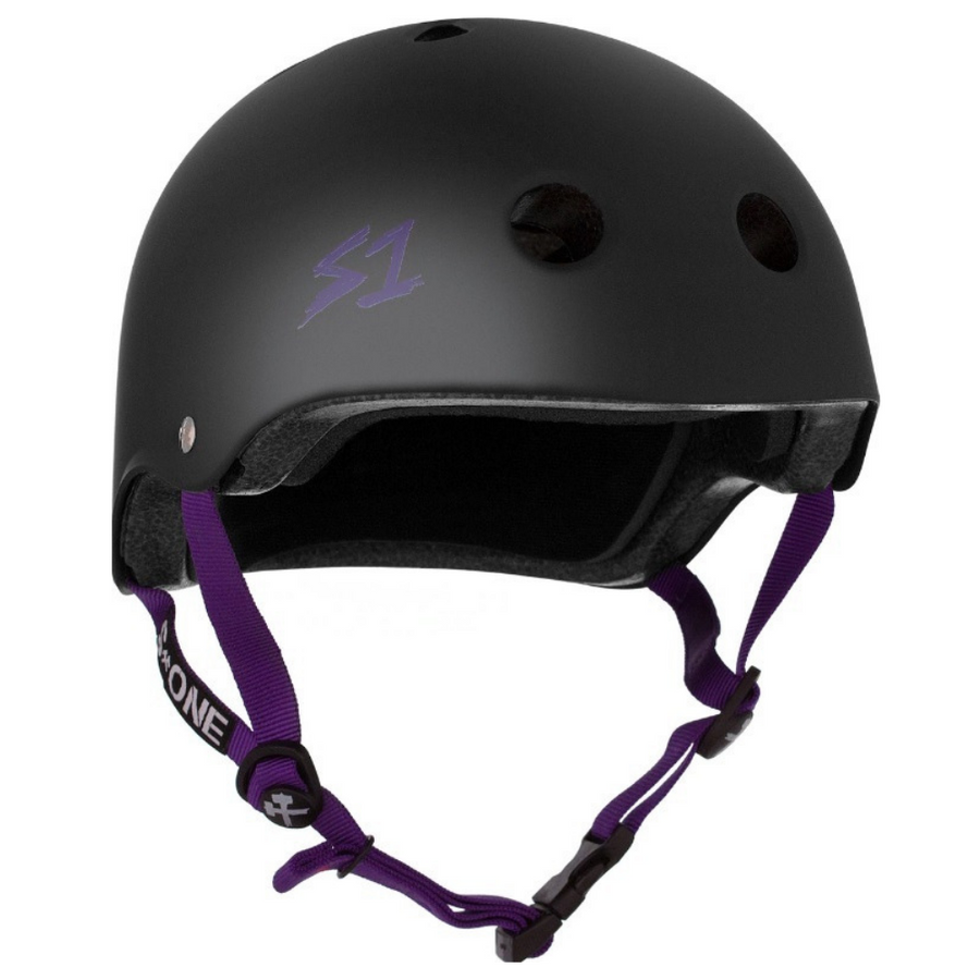 S-One Helmet - Lifer (Black Matte/Purple Straps)