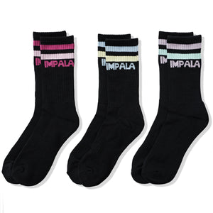 Impala Stripe Sock 3 Pack (Black)