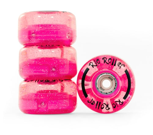 Rio Roller Light Up Wheels - 4 Pack (Pink Glitter)