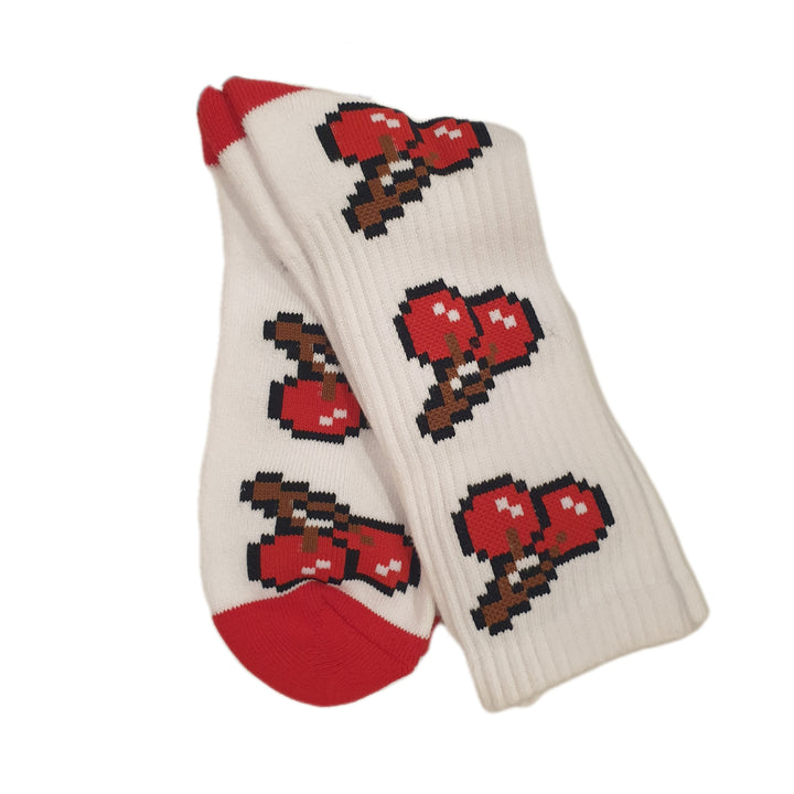 Lakai simple crew socks 8-Bit cherry (White)